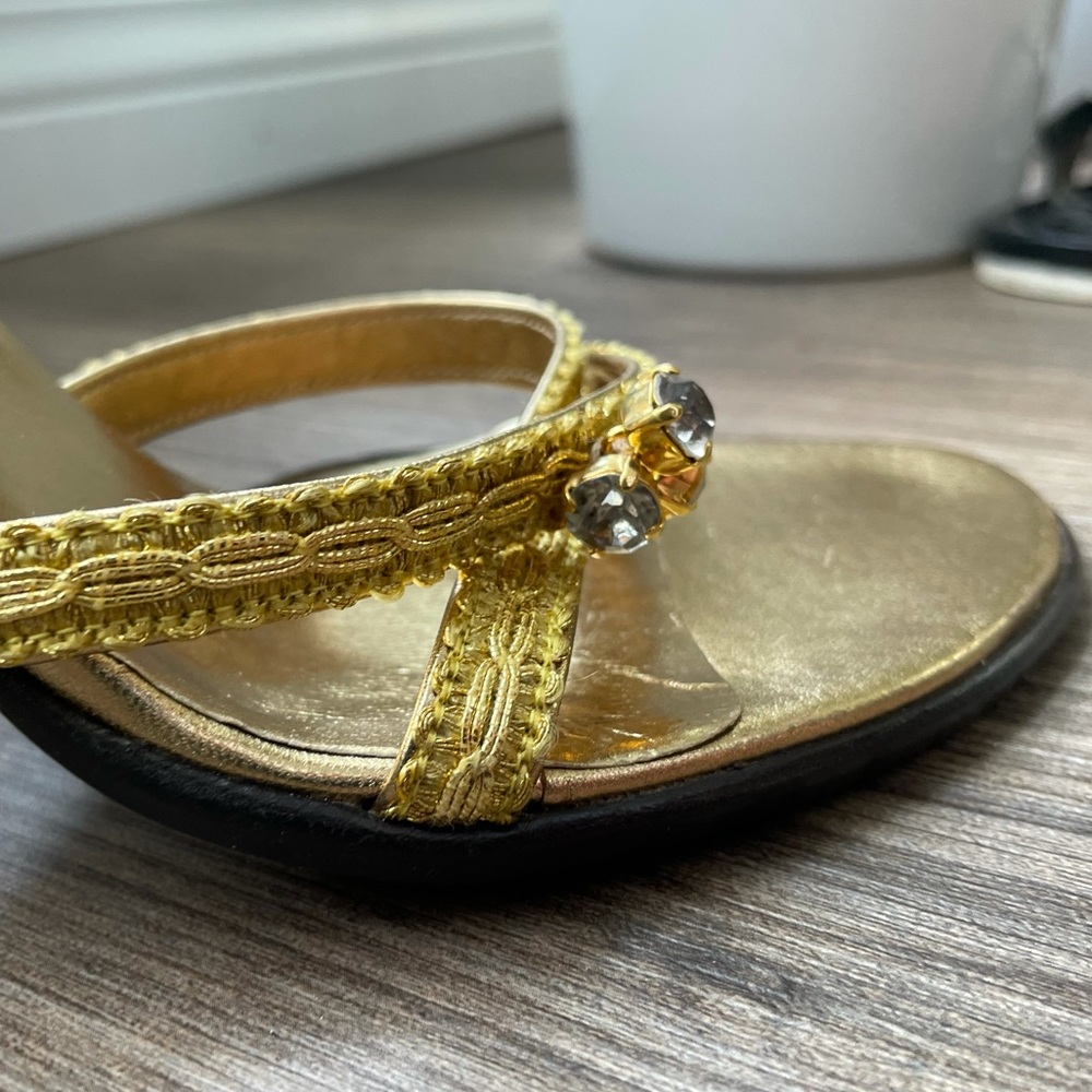 🆕 DOLCE & GABBANA Gold Slingback Heel Sandal - Picture 6 of 12